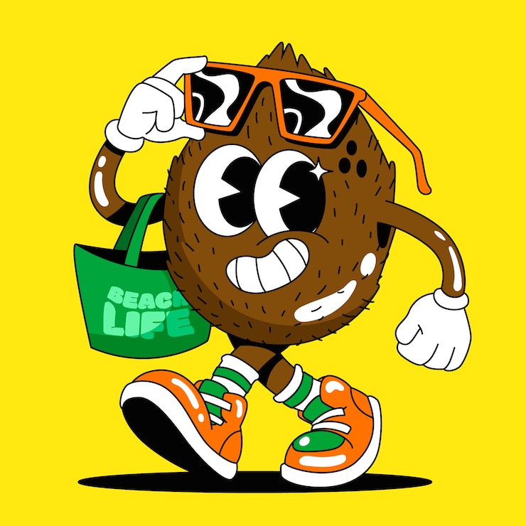 Free Vector hand drawn coconut cartoon illustration