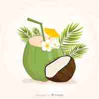 Free vector hand drawn coconut cocktail background