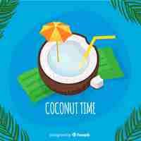 Free vector hand drawn coconut cocktail background