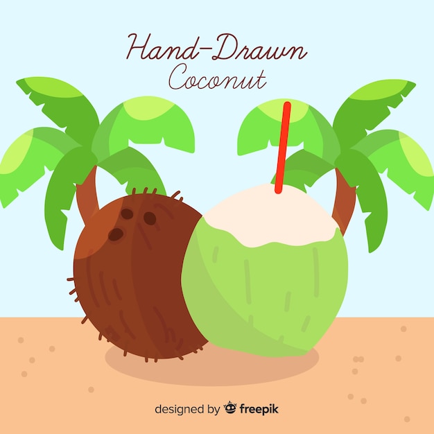 Hand drawn coconut illustration