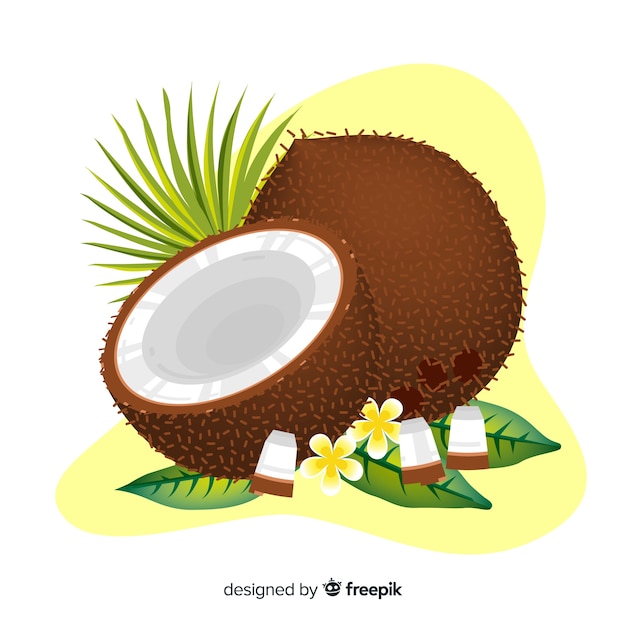 Ручной обращается кокосовой иллюстрации