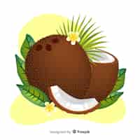 Бесплатное векторное изображение Ручной обращается кокосовой иллюстрации