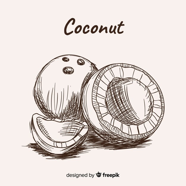 Hand drawn coconut illustration