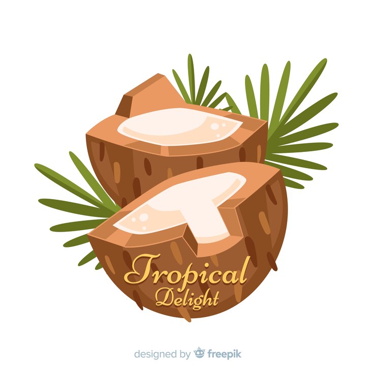 Free Vector hand drawn coconut with leaves background