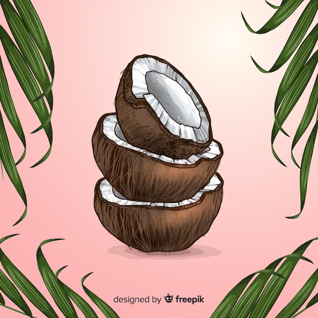Бесплатное векторное изображение Ручной обращается кокос