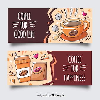 Hand drawn coffee banner