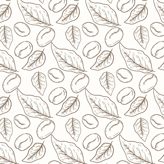 Free vector hand drawn coffee bean drawing pattern