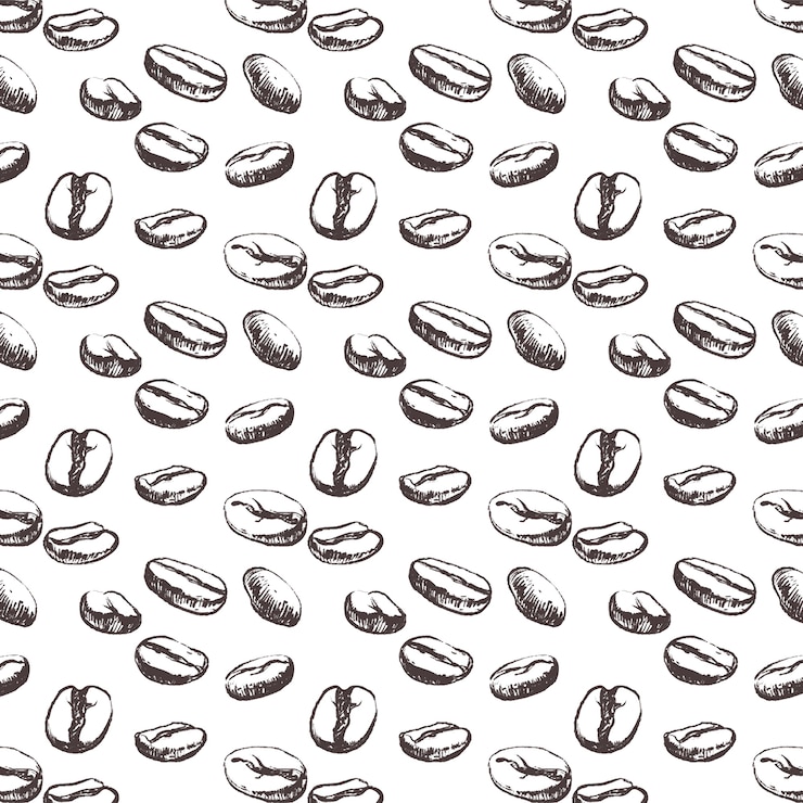 Free Vector hand drawn coffee bean drawing pattern