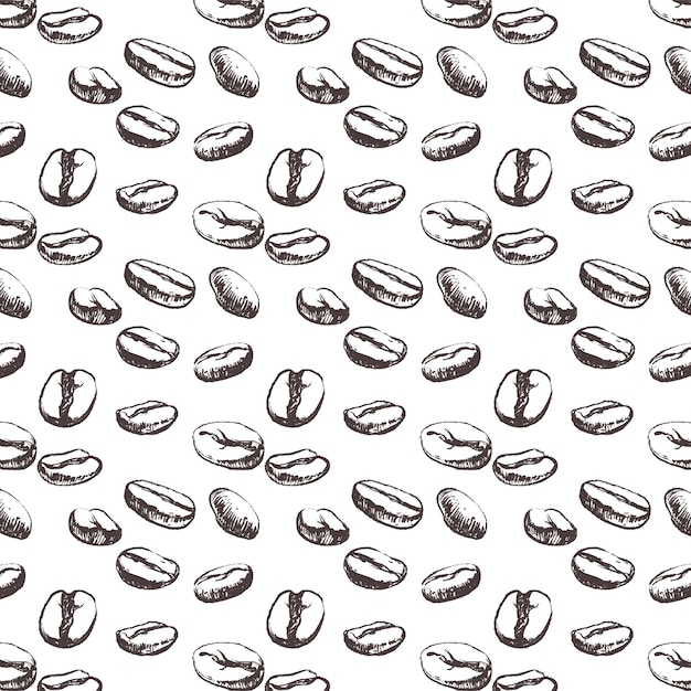 Hand drawn coffee bean drawing pattern