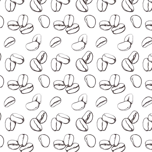 Hand drawn coffee bean drawing pattern