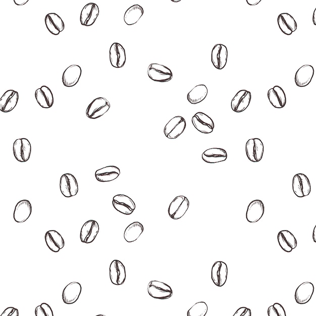Бесплатное векторное изображение hand drawn coffee bean drawing pattern