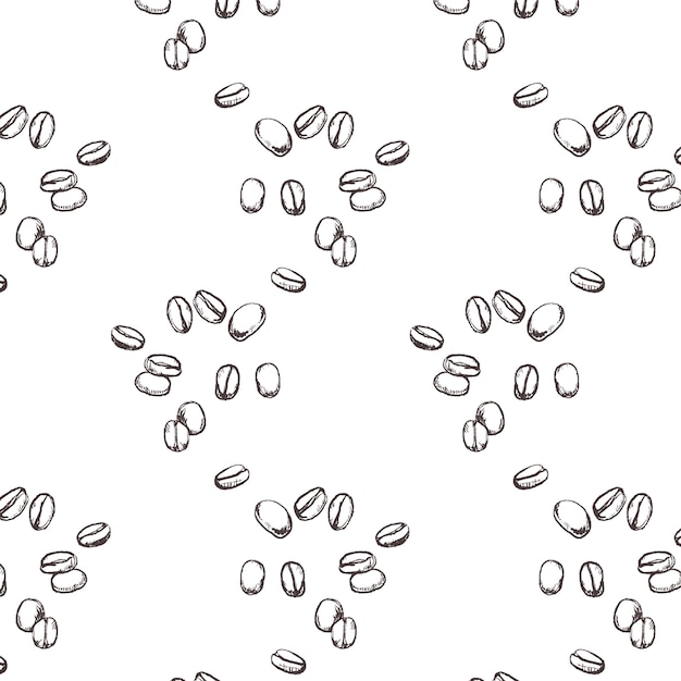 Hand drawn coffee bean drawing pattern