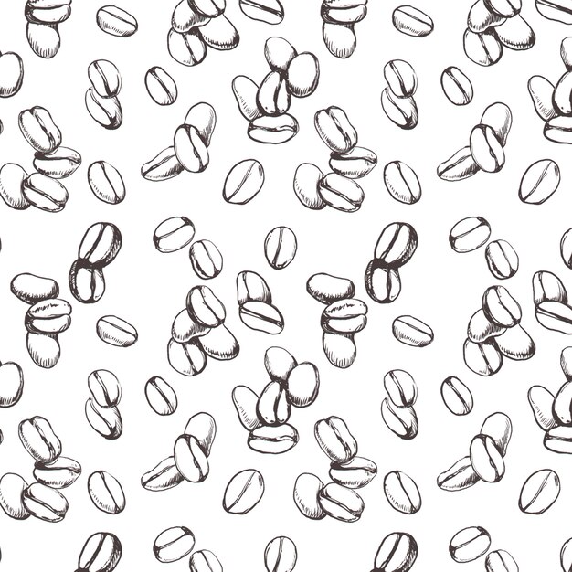 Hand drawn coffee bean drawing pattern