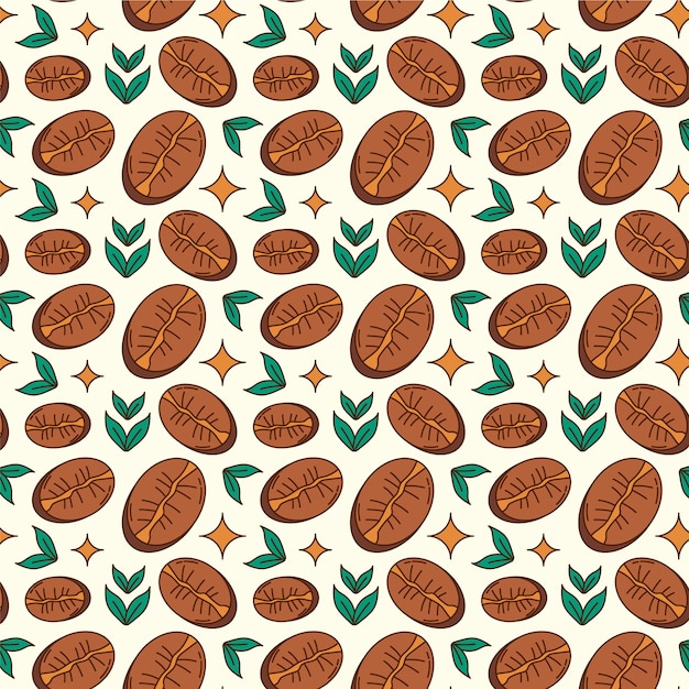 Free vector hand drawn coffee bean drawing pattern