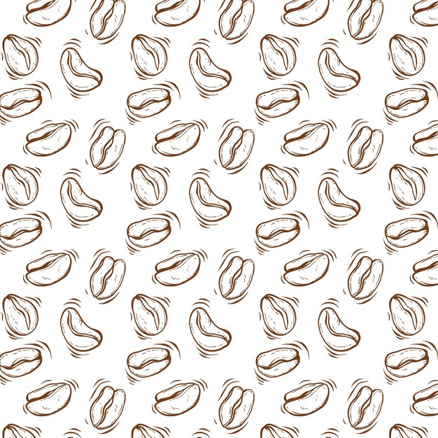 손으로 그린 커피 콩 드로잉 패턴
