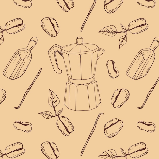 Free vector hand drawn coffee bean drawing pattern