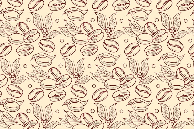 Hand drawn coffee bean drawing pattern