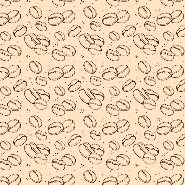 Hand drawn coffee bean drawing pattern