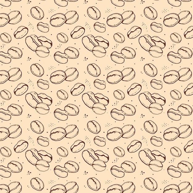 손으로 그린 커피 콩 드로잉 패턴