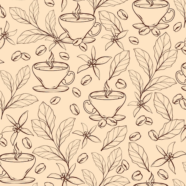 手描きのコーヒー豆の描画パターン