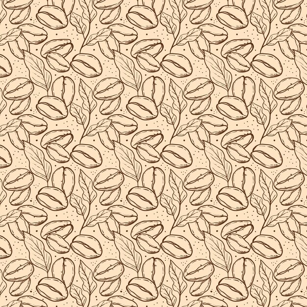 Hand drawn coffee bean drawing pattern