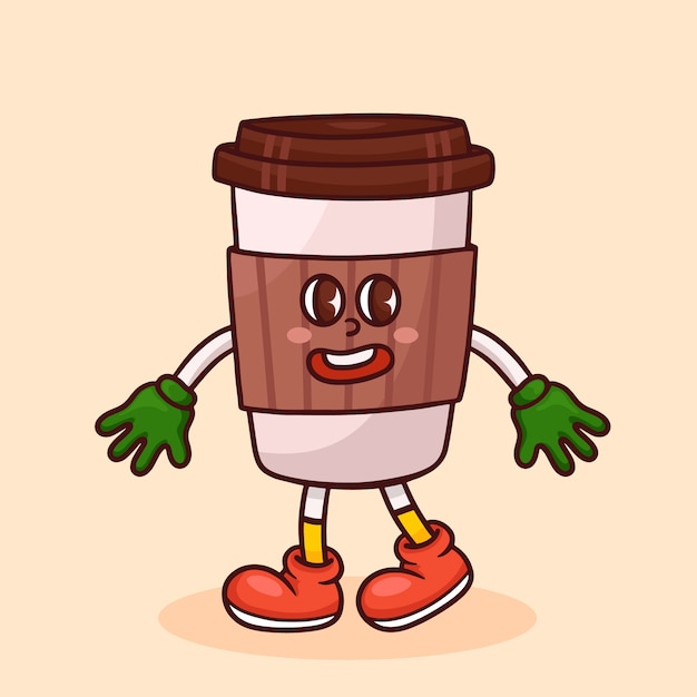 Hand drawn coffee cartoon illustration