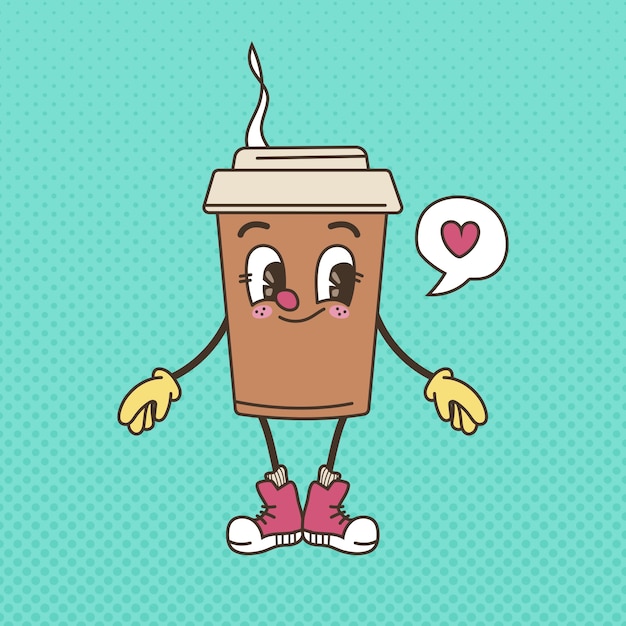 Hand drawn coffee cartoon illustration