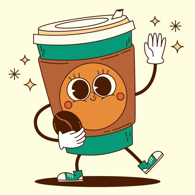 Hand drawn coffee cartoon illustration