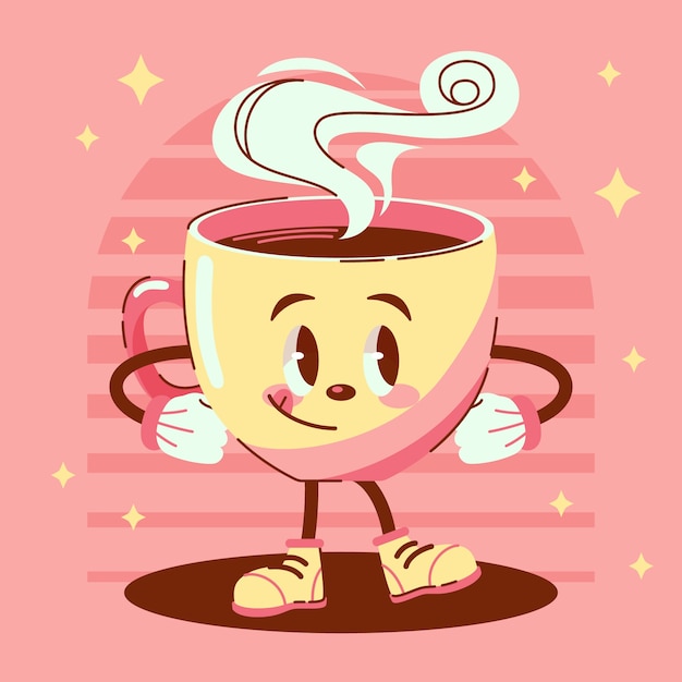 Бесплатное векторное изображение Нарисованная рукой иллюстрация шаржа кофе