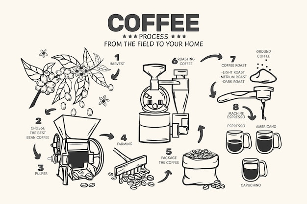 Hand drawn coffee concept