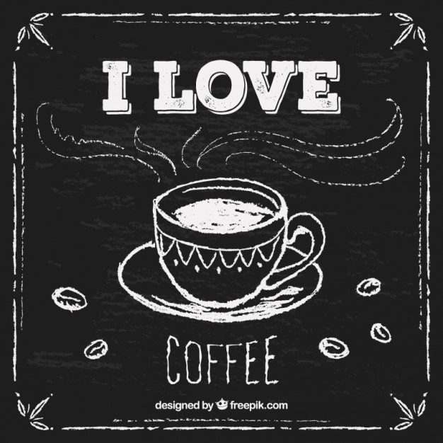 Free vector hand drawn coffee cup on blackboard