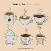 Free vector hand drawn coffee cup collection