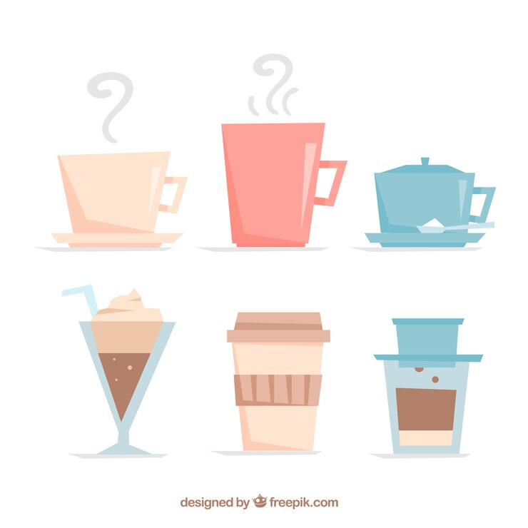無料Vector 手描きのコーヒーカップコレクション