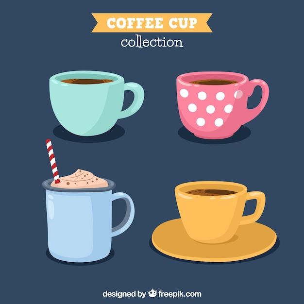 Free Vector hand drawn coffee cup collection