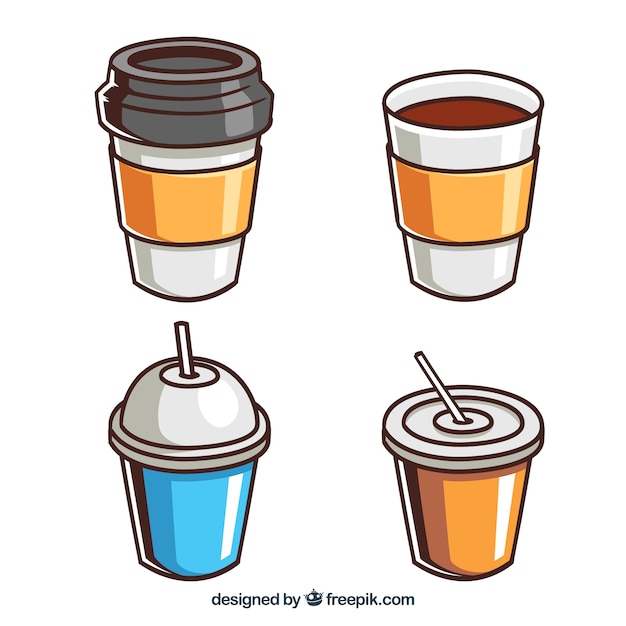 Free vector hand drawn coffee cup collection