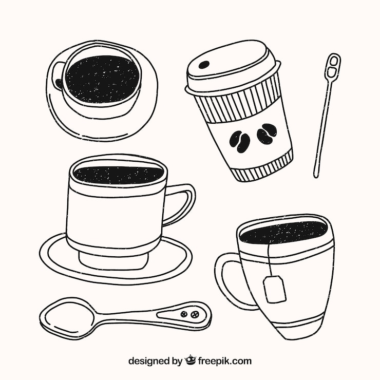 Free Vector hand drawn coffee cup pack