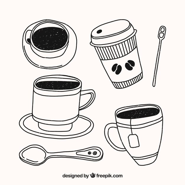 手描きのコーヒーカップパック