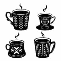 Free vector hand drawn coffee cup silhouette set