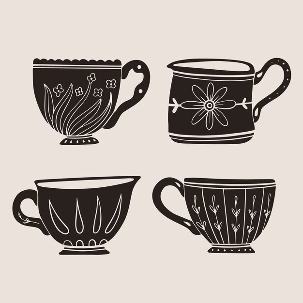 Free vector hand drawn coffee cup silhouette