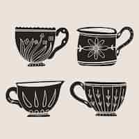 Бесплатное векторное изображение Ручной обращается силуэт кофейной чашки