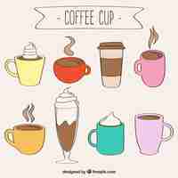 Free vector hand drawn coffee cups