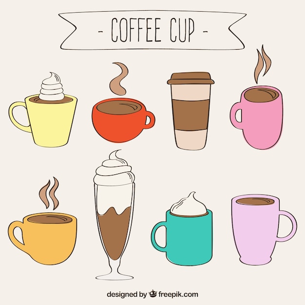 Free Vector hand drawn coffee cups
