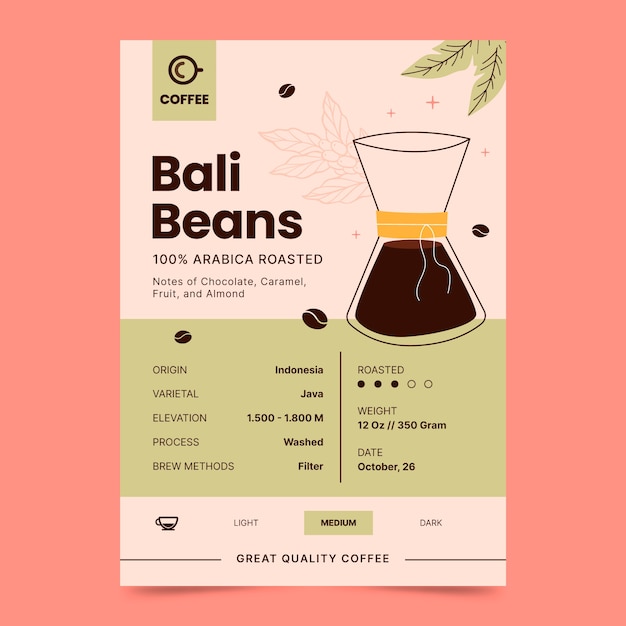 Hand drawn coffee label design template