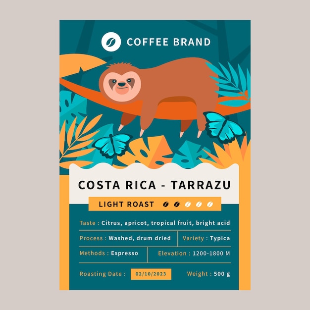 Hand drawn coffee label design template – Free vector download