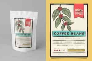Free vector hand drawn coffee label packaging