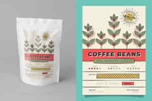 Free vector hand drawn coffee label packaging