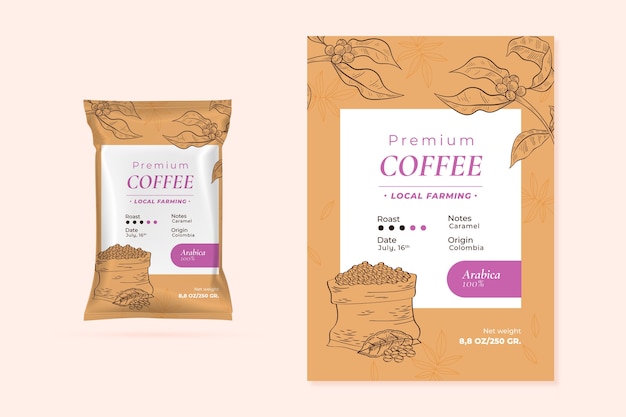 Free vector hand drawn coffee label template design