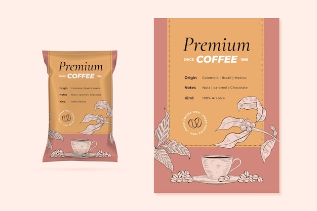 Free vector hand drawn coffee label template design