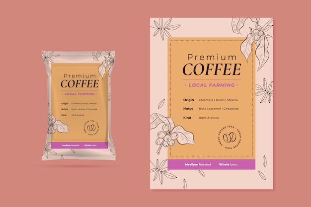 Free vector hand drawn coffee label template design