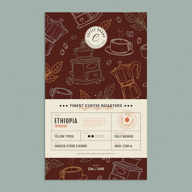 Free vector hand drawn coffee label template